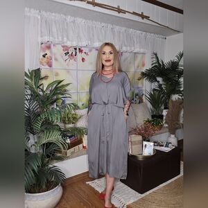 Gray Oversized Midi/Maxi Dress